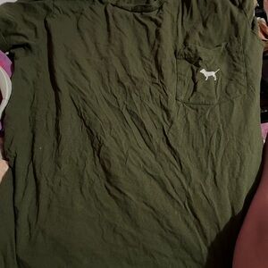 PINK Victoria's Secret Dark Green Short Sleeve Tee